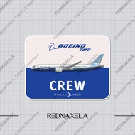 Boeing 787 Dreamliner Card Crew Sign Sticker