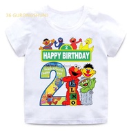 Boy T Shirt For Girls Tops Sesame Street Cookie Monster Elmo Graphic Children 2 birthday Kids Clothes Girl 8 To 12 Boys clothing