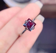 方形亞歷山大變石戒指，亞歷山大變石銀戒指，精緻的亞歷山大變石戒指