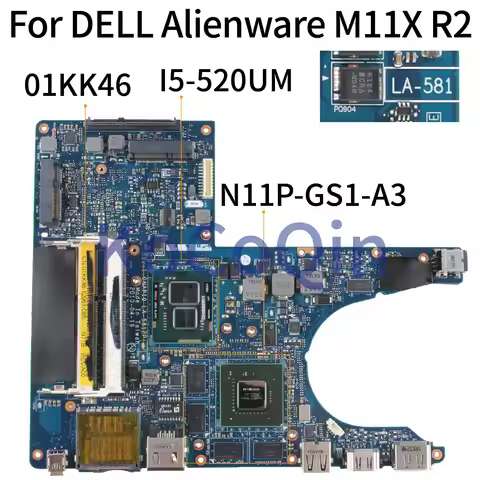KoCoQin Laptop motherboard For DELL Alienware M11X R2 I5-520UM Mainboard CN-01KK46 01KK46 LA-5812P N