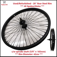 Used 20" Rim Wheel Set, Refurbished Bicycle Rim, Steel Rim / Rim 20", Roda Basikal Terpakai - for Kids BMX Lajak Mini Ci