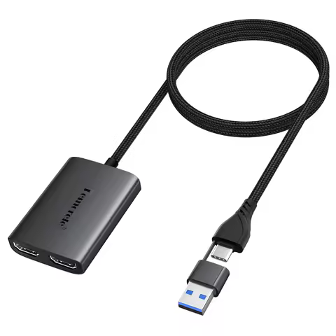 Lemorele Type C/USB3.0 to Dual HDMI Adapter 1080P 60Hz Extend 2 Different Screen for Apple M1 M2 Mac