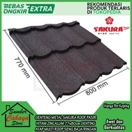 BERKUALITAS Genteng Metal Sakura Roof Pasir Hitam Zincalum 77 x 80 cm