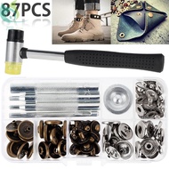 87pcs Leather Snaps Fasteners Kit 15mm Metal Button Snaps Press Studs with 4 Installation Tools 1 Ha