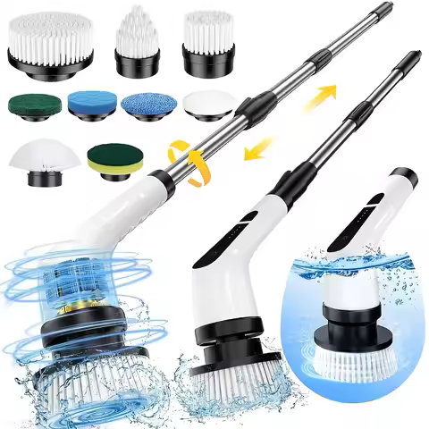 Electric Spin Scrubber 9-in-1 Cordless Rechargeable with 9 Brush Heads, Multipurpose Cleaner for Bat