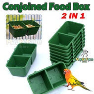 Bird Conjoined Feeding Water Box Plastic Hanging Feeder Cup for Poultry Parrot Parakeet Budgie Cage