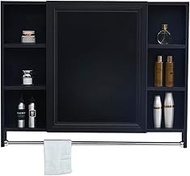 Aluminum Bathroom Mirror Cabinet Wall-Mounted Vanity Mirror Waterproof Storage Cabinet Multi-Layer Medicine Cabinet with Towel Rack (Color : Black, Size : 9010.570cm)