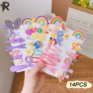 RL HW 14 Pcs Cute Hair Clip Set Bangs Hairpin Flower Fruit Baby Girl Barrettes Hair Accessories