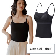 【SG stock】Cross Back Bra Top Padded U Back Camisole Singlet Low Back Top Beauty Back premium bra top