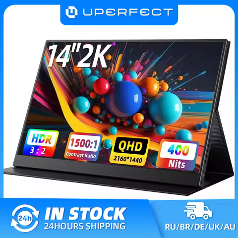 UPERFECT 14" 2K Portable Monitor 2160*1440 QHD External Display with Dual Speakers HDR FreeSync Seco