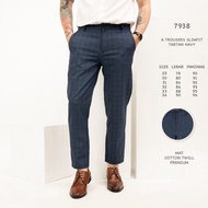 ZEN 7938 Slimfit Trousers Tartan Grey Navy 29-34 Long Pants