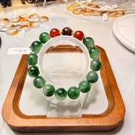 [Lan shop] Green agate stone necklace combined with cat's eye stone charm