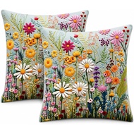 2 Pack Floral Cushion Covers 45x45cm Short Plush No Insert
