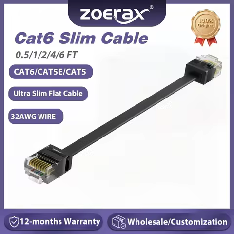 ZoeRax Cat6 Cat5e Ethernet Patch Cable 0.5/1/2/4/6 FT Slim Patch Cable Gigabit Cat6 Network Cable fo