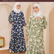 DRESS HYUNA Muslimah Long Dress Printed Maxi Dress Wanita Dress Wanita Dress Labuh Plus Size