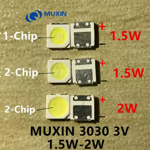 50-100pcs/ MUXIN high quality LED backlight 1.5W 2W 3030 3v cool white 80-90LM TV application