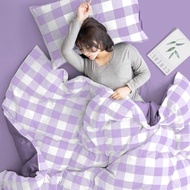 SPREI AESTHETIC LILAC UNGU MUDA / SPREI KOTAK KOTAK WARNA LILAC UNGU MUDA KOREAN STYLE SPREI VIRAL