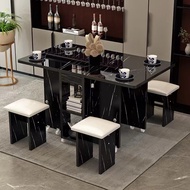 HEKEY Foldable Dining Table Set with 4 Chairs Movable Side Table Space Saver Home Simple Dining Tabl