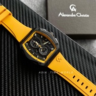 [Original] Alexandre Christie 6608MCRIPBAYL Chronograph Sporty Men Watch with Black Dial Yellow Silicon Strap
