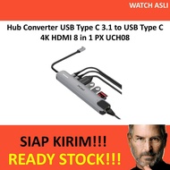 Hub Converter Usb Type C 3.1 to Usb Type C 4K HDMI 8 in 1 PX UCH08
