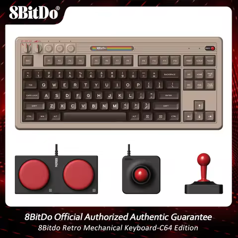 8Bitdo Retro Mechanical Keyboard Bluetooth 2.4G USB-C With 87 Keys,Dual Programmable Buttons For Win