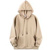 Earth Color Series 600g Heavy Winter Fleece Lining Thickened Hooded Sweatshirt Solid Color Japanese 