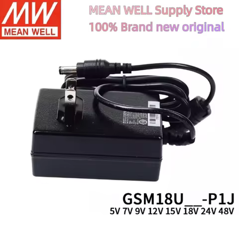 GSM18U 18W MEAN WELL AC-DC Reliable Green Medical Adaptor 5V 7V 9V 12V 15V 18V 24V 48V