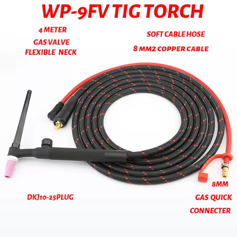 4M 13ft WP9FV WP17F WP26 TIG Welding Torch Air Cooled Flexible Gas Valve DKJ10-25 35-50A For WS/TIG1