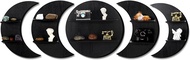 Geetery 5 Pcs Moon Shelf Set Hanging Wooden Round Crescent Moon Phase Wall Decor Floating Crystal Shelf Boho Decorative Display Storage Rack for Home Bedroom Above Bed Sofa Office Gift, Black