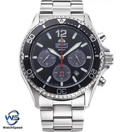 Orient Mako RA-TX0202B RA-TX0202B10B Solar Chronograph Quartz Black Dial Steel Bracelet Men’s Watch