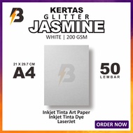 Jasmine Glitter Paper 200 gsm A4 contains 50 sheets - White Jasmine Glitter Paper A4 200 gsm