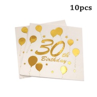 10pcs 30 40 50 60th Birthday Napkins Tissue Birthday Napkins Birthday Party Decoration 30th Birthday