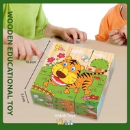 Hntob 9pcs Wooden 6 Side 3D Cube Montessori Learning Educational Puzzle Blocks Kids Toy Toys 3D Puzz