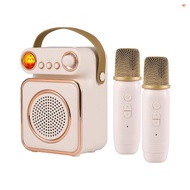Mini Karaoke Machine Wireless Microphone and Speaker Set with 2 Microphone Rechargeable LED Color Night Light Handheld Mic Karaoke Speaker Gifts for Birthday Party Desktop Fitness
