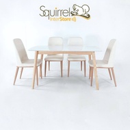 SQUIRREL sintered stone marble dining table 1+4 SET MEJA MAKAN MARMAR-140CM X 80CM 4 KERUSI