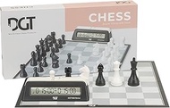 DGT Chess Box with Clock | Foldable Chess Set with DGT1002 Bonus Timer | Weighted Modern Staunton Pi