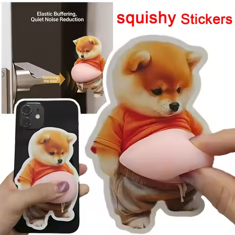 Squishy 3D stickers Cat Dog Belly Squeeze Cartoon Cat Shiba Inu Anti-Collision Car Sticker Japan Kor