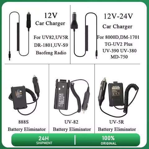 BAOFENG Battery Eliminator Car Charger For UV-5R BF-888S UV-82 Charging Cable TYT TH-8000D UV-380 UV