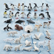 Realistic Arctic Animal Figurines Collection - Penguins, Walrus, Polar Bear, Reindeer for Children W