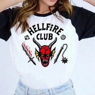 Stranger Things Season 4 Hellfire Club คอสเพลย์เครื่องแต่งกายเสื้อแขนสั้นเสื้อยืดแขนยาวผู้ชายและผู้หญิงคู่ Plus ขนาด Tees เสื้อยืดฮาโลวีนสยองขวัญเครื่องแต่งกาย