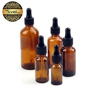 Empty Amber glass bottle with glass dropper