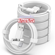 5Pcs/lot 1M 2M 3M Type c USB C Charger Cable For Samsung Galaxy s8 s10 s20 s22 s23 s24 htc xiaomi huawei android phone