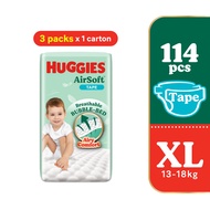 HUGGIES AirSoft Tape Diapers XL 38s (3 Packs)