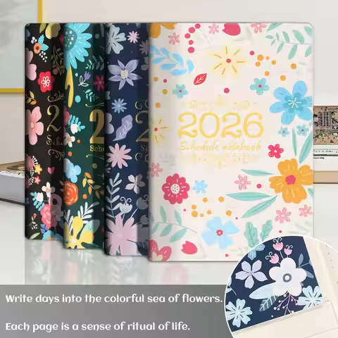 2026 Tree Pattern Spiral Bound Weekly Planner & Notebook & Schedule Organizer, Stationery For Office