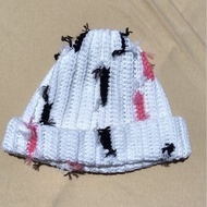 HANDMADE MESSY BEANIE HAT/MESSY HAT/CAT HAT CAT BEANIE HAT CUTE BEANIE HAT VIRAL/ KOREAN FASHION AES