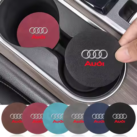 Car leather Water Coaster Non-Slip Mat Car Bottle Holder Insert Pad Stickers For Audi A3 8L 8V 8P A4