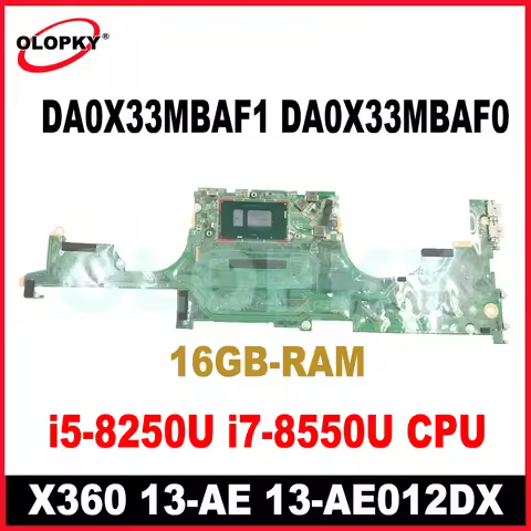 DA0X33MBAF1 DA0X33MBAF0 For HP Spectre X360 13-AE 13-AE012DX Laptop Motherboard with i5-8250U i7-855