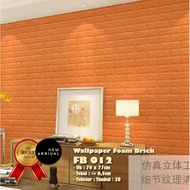 3D Foam Brick Wallpaper TEXTURES EMBOSSED - FB 012 Orange