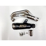คอท่อสแตนเลส คอท่อ GPX Razer 220 ขนาดคอท่อ 2 นิ้ว พร้อมปลายท่อ SC โปร Moto GP ตัวอ้วน ฟรีแคทลดเสียง