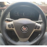 Customized Non-slip Black Genuine Leather&Style Steering Wheel Cover for Cadillac SLS CTS SRX 2007-2